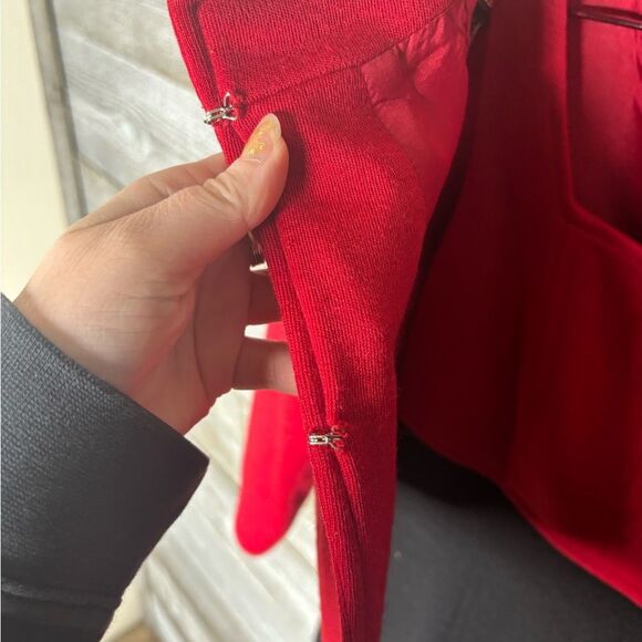 Rickie Freeman Teri Jon 6 100% wool red black skirt jacket 2 piece set career - Picture 3 of 7